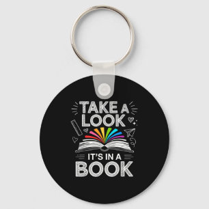 Take a look in a book chalkboard team bookworm key ring