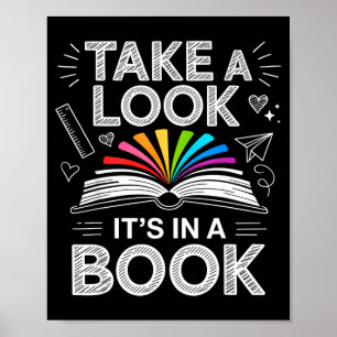 Take a look in a book chalkboard team bookworm poster