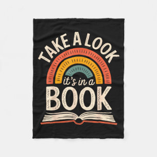 Take a look in a book retro reading bookworm fleece blanket