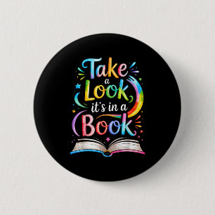 Take a look in a book watercolor team bookworm 6 cm round badge