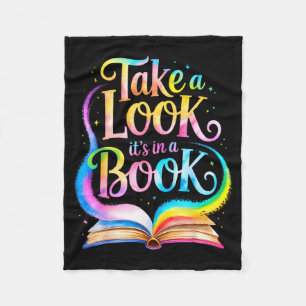 Take a look in a book watercolor team bookworm fleece blanket