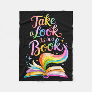 Take a look in a book watercolor team bookworm fleece blanket