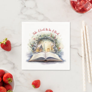 Take A Look It's In A Book, Book Lover, Book Club Napkin