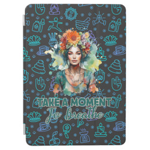 Take a Moment to Breathe Zen Flowers Yoga Girl iPad Air Cover