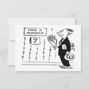 Take a Number, Broom, Funny Vintage Save The Date