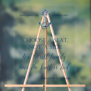 "Take a seat not a side" nautical wedding sign