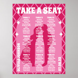 Take a Seat Pink Magenta Retro Boho Arch Style Poster