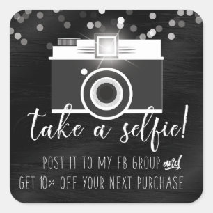 Take a Selfie Customer Loyalty Sticker Black Paint