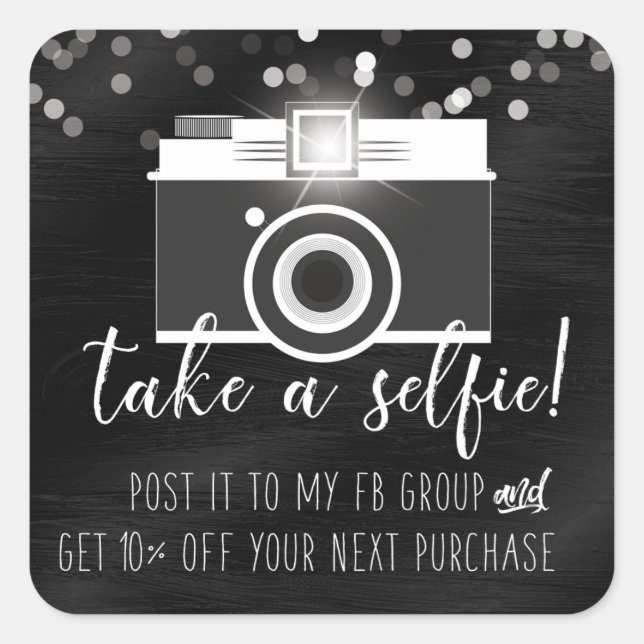 Take a Selfie Customer Loyalty Sticker Black Paint (Front)