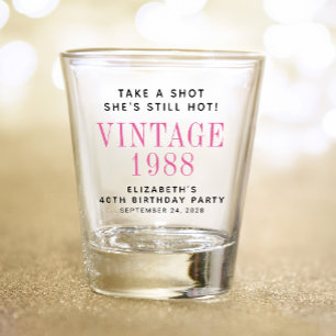 Take a Shot 40th Birthday Party Favour Glass