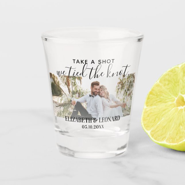 take a shot custom photo shot glass favour (Front)
