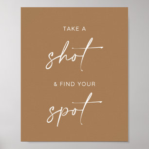 Take a Shot + Find Your Spot   Minimalist Wedding  Poster