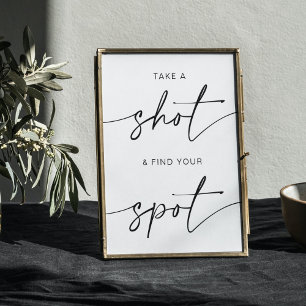 Take a Shot + Find Your Spot   Minimalist Wedding  Poster