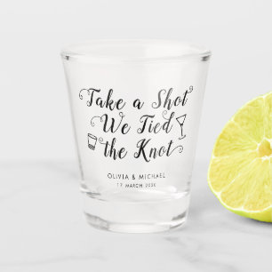 Take A Shot Tied the Knot Wedding Drink Favour Glass