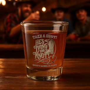 Take a Shot Tying the Knot Cowboy Bachelor Party Shot Glass