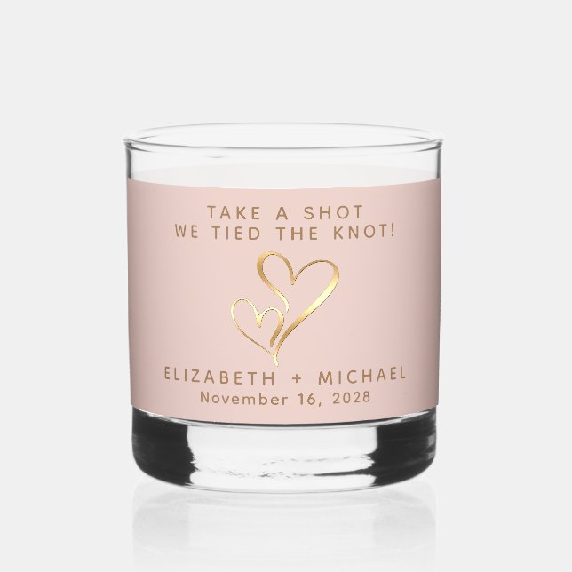 Take A Shot We Tied The Knot Blush Pink Wedding  Whiskey Glass (Back)