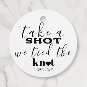 Take a Shot we Tied the Knot Modern Wedding Favour Tags