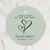 Take A Shot We Tied The Knot Sage Wedding Favour Tags (Back)