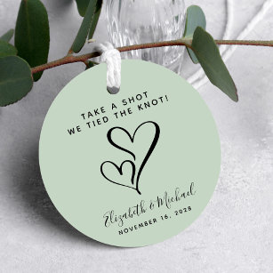 Take A Shot We Tied The Knot Sage Wedding Favour Tags