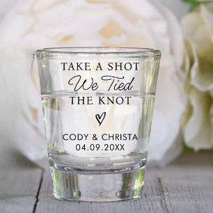 Take A Shot We Tied The Knot Trendy Wedding Party Glass
