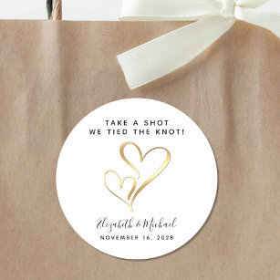 Take A Shot We Tied The Knot Wedding Favor Classic Round Sticker