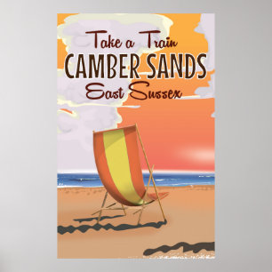 Take a train to Camber Sands Travel Poster