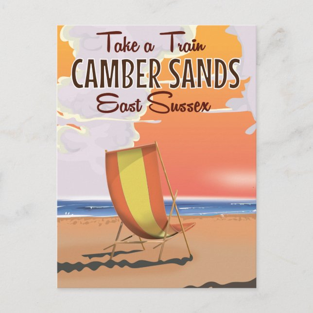 Take a train to Camber Sands Travel Poster Postcard (Front)
