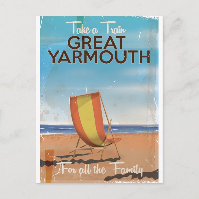 Take a Train to Great Yarmouth travel poster. Postcard (Front)