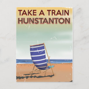 Take a train to hunstanton vintage travel poster postcard