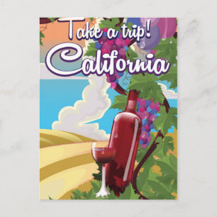 Take a Trip! California vintage wine travel poster Postcard