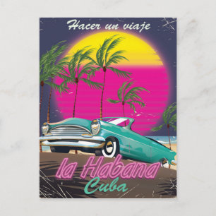 Take a Trip to Cuba reto 1985 poster Postcard