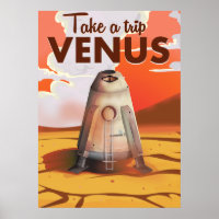 Take a trip to Venus travel poster.