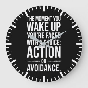 Take Action - Gym, Hustle, Success Motivational Large Clock