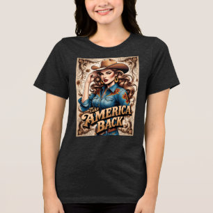 Take America Back Cowgirl Faith & Freedom Tri-Blend Shirt