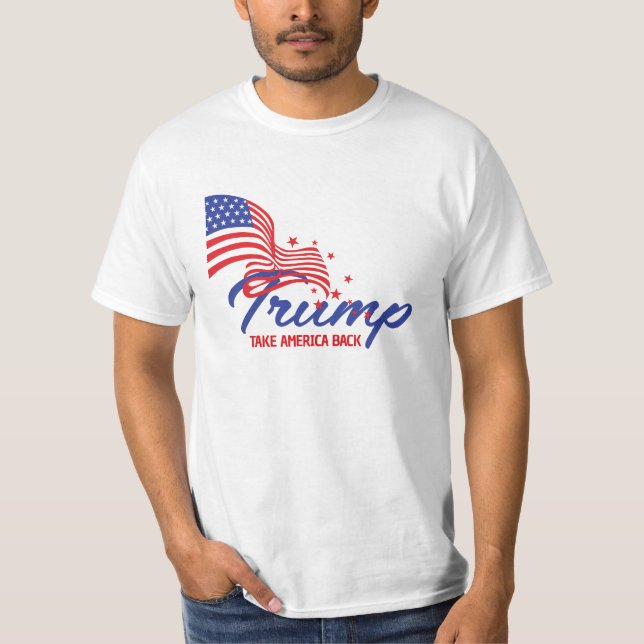 TAKE AMERICA BACK Trump Text T-Shirt (Front)