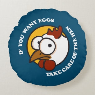 Take care of the hen 1 round cushion