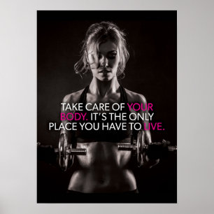 Take Care Of Your Body, Women's Workout Motivation Poster