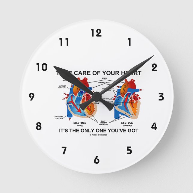 Take Care Of Your Heart It's Only One You've Got Round Clock (Front)