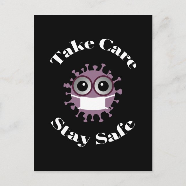 Take Care Stay Safe Masked Corona Virus Postcard (Front)