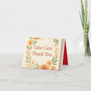 Take Care. Thank You - Elegant Greeting Card