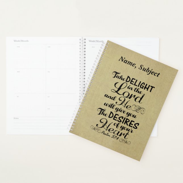Take Delight in the Lord Psalm 37 4 Bible Verse Planner (Display)