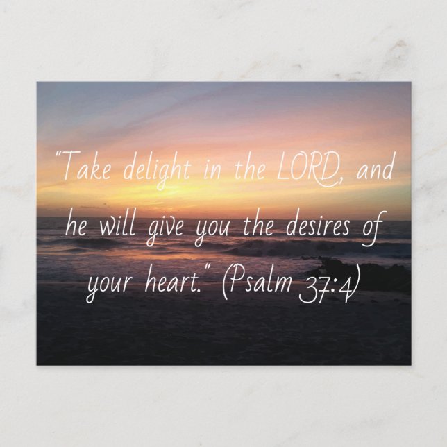 Take delight in the LORD Psalm 37:4 Sunset Print Postcard (Front)
