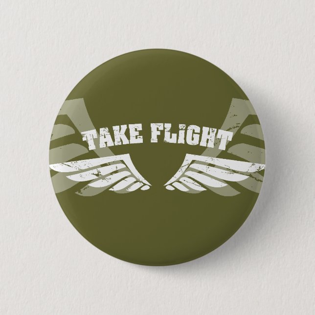 Take Flight Aviation Wings 6 Cm Round Badge (Front)