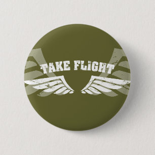 Take Flight Aviation Wings 6 Cm Round Badge