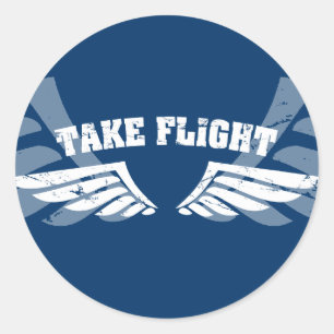 Take Flight Aviation Wings Classic Round Sticker