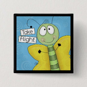 Take Flight Butterfly 15 Cm Square Badge