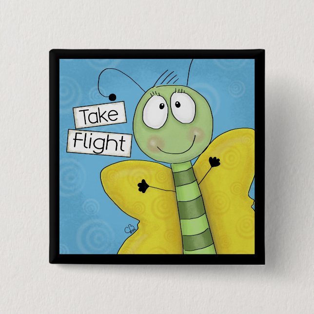 Take Flight Butterfly 15 Cm Square Badge (Front)