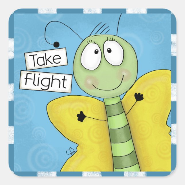 Take Flight Butterfly Square Sticker (Front)