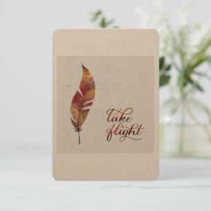 Take Flight card with feather