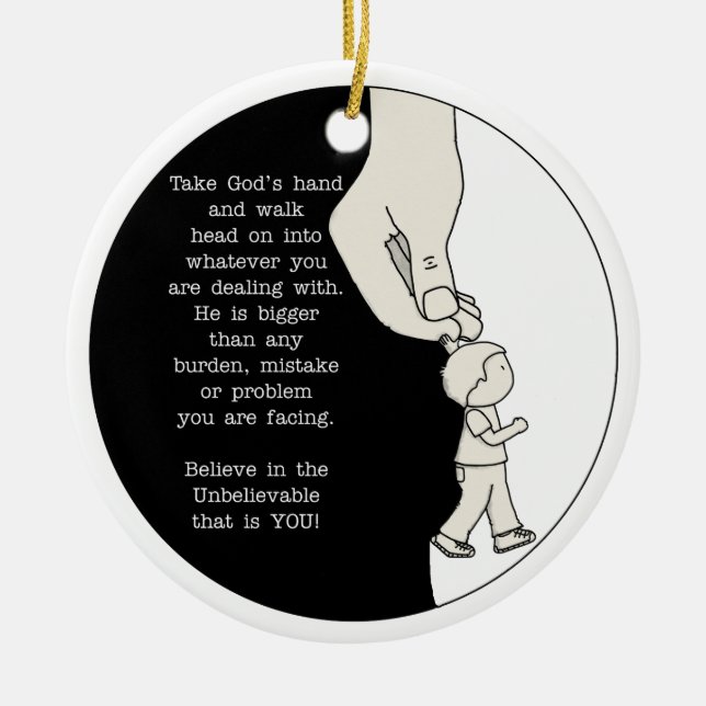 Take God’s Hand Ceramic Ornament (Front)